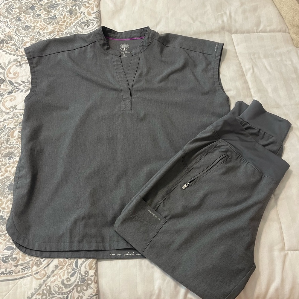 Gray Short Sleeve Top and Pants Set